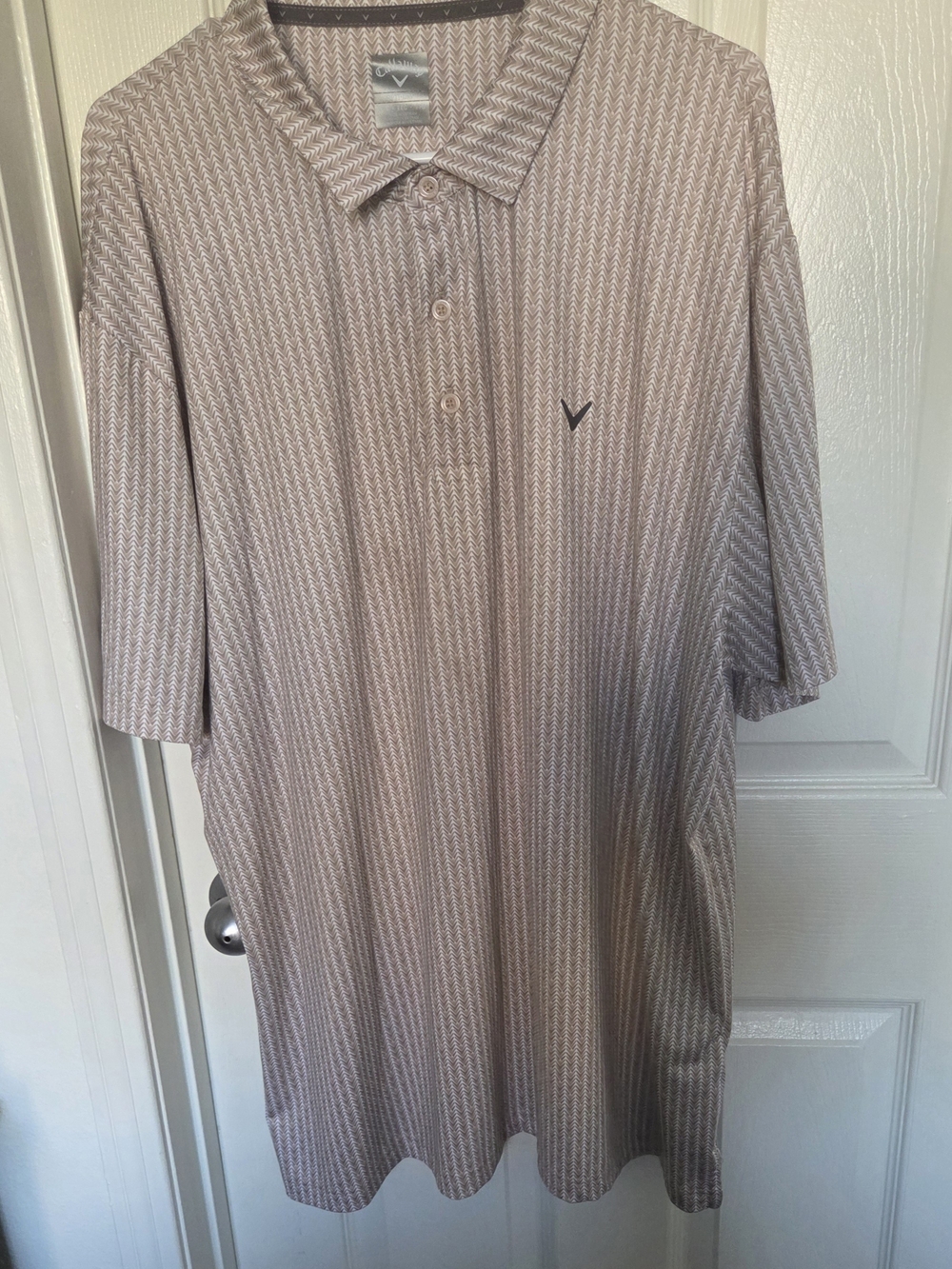 Callaway Men's Light Beige Patterned Golf Polo